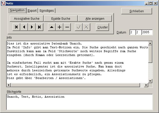 Archiv f&uuml;r Notizen
